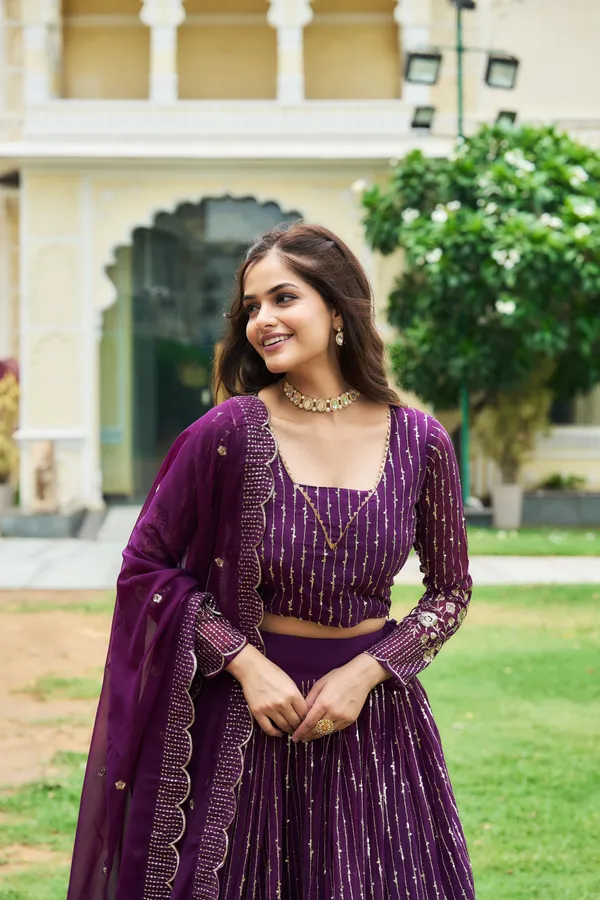 Purple_Lehenga_Choli_Dupatta_With_Fox_Georgette_Fabric_Embroidery_Work_For_Women
