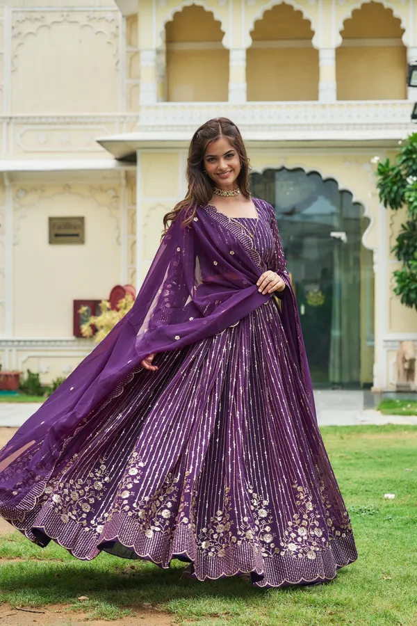 Purple_Lehenga_Choli_Dupatta_With_Fox_Georgette_Fabric_Embroidery_Work_For_Women
