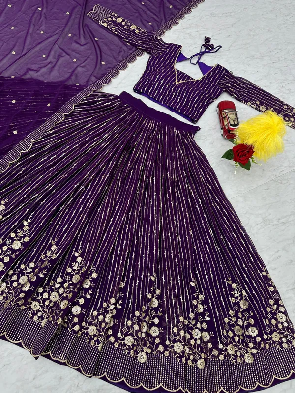 Purple_Lehenga_Choli_Dupatta_With_Fox_Georgette_Fabric_Embroidery_Work_For_Women