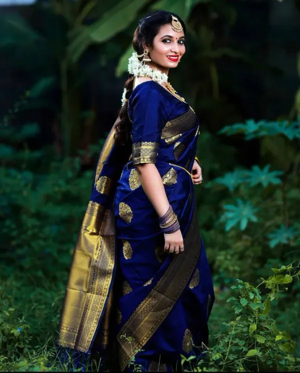 Royal_Blue_Saree_With_Soft_Lichi_Silk_Fabric_With_Jacquard_Work_Kp-3035_For_Women