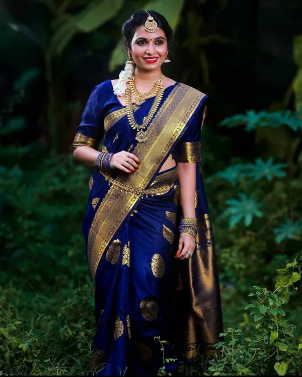 Royal_Blue_Saree_With_Soft_Lichi_Silk_Fabric_With_Jacquard_Work_Kp-3035_For_Women