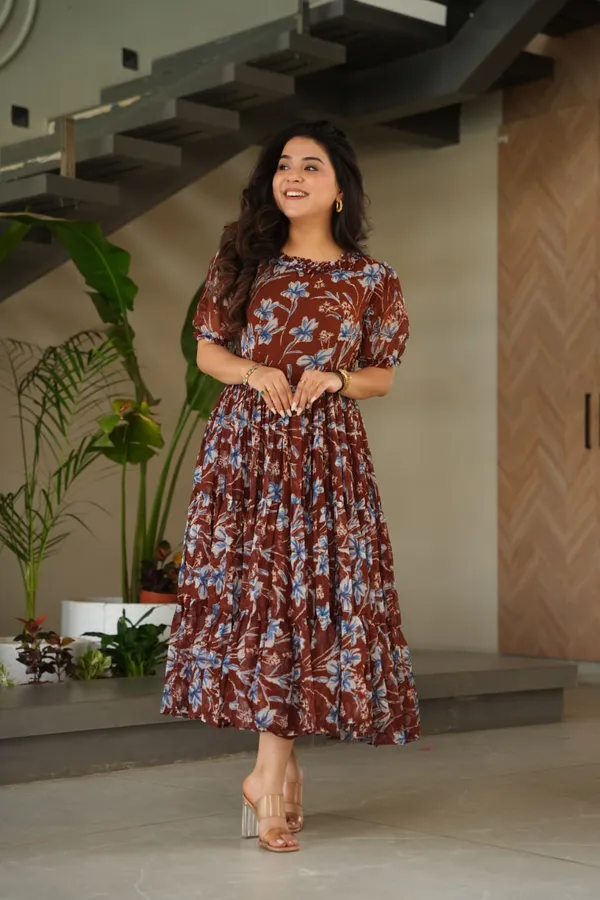 Rust_Crepe_Blossom_Tiered_Midi_Gown_For_Women