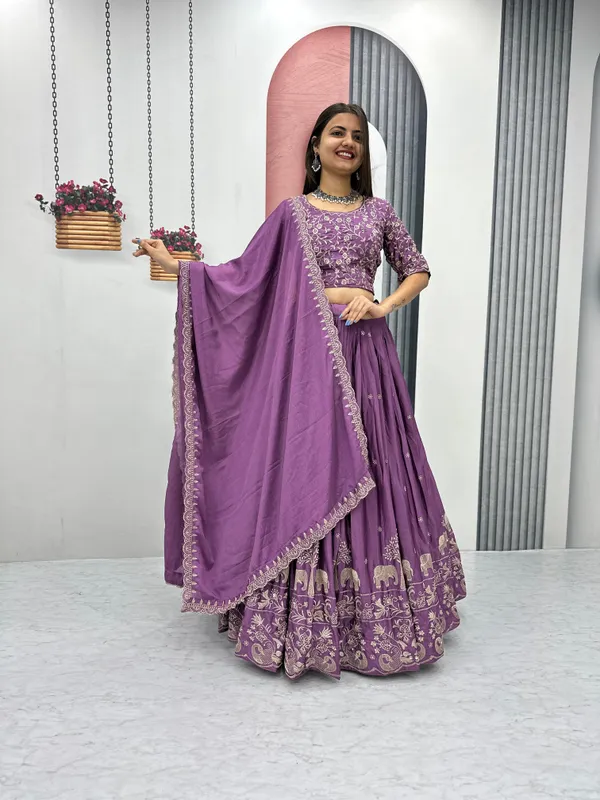 Purple_Lehenga_Choli_Dupatta_With_Pure_Chinon_Fabric_Embroidery_Work_For_Women
