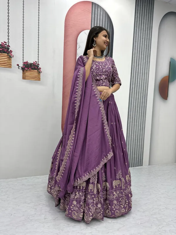 Purple_Lehenga_Choli_Dupatta_With_Pure_Chinon_Fabric_Embroidery_Work_For_Women