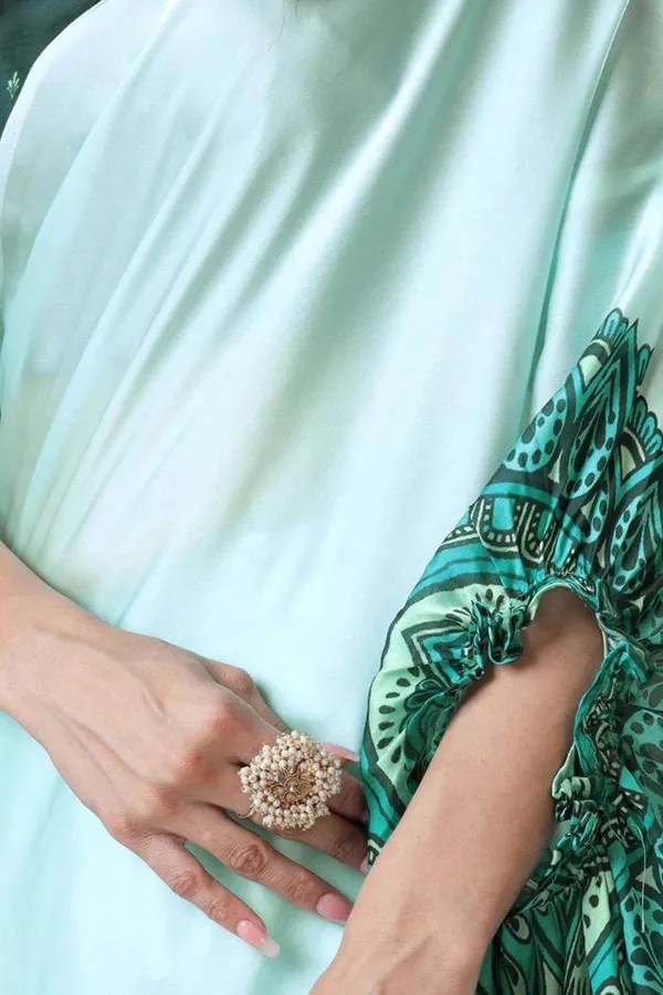 Aqua_Green_Ready_To_Wear_Free-H_Satin_Saree_According_To_Modern_Trends_With_Aqua_Colour_For_Women