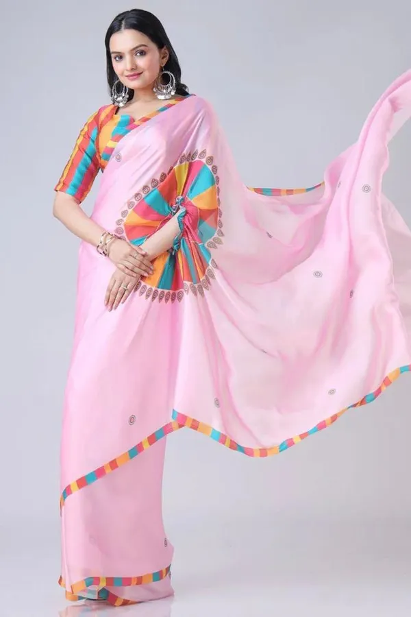 Peach_Ready_To_Wear_Free-H_Satin_Saree_According_To_Modern_Trends_With_Peach_Colour_For_Women