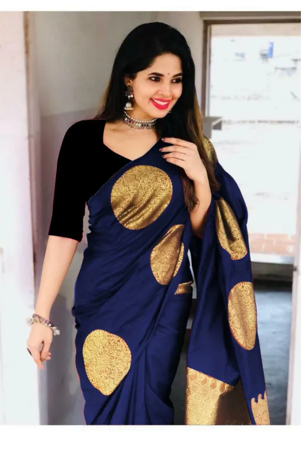 Blue_Saree_With_Soft_Lichi_Silk_Fabric_With_Jacquard_Work_For_Women