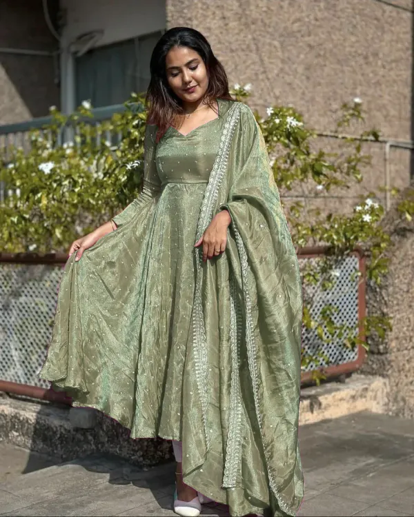 Sage_Green_Anarkali_Gown_With_Embroidery_Work_Twil_Gold_Net_For_Women