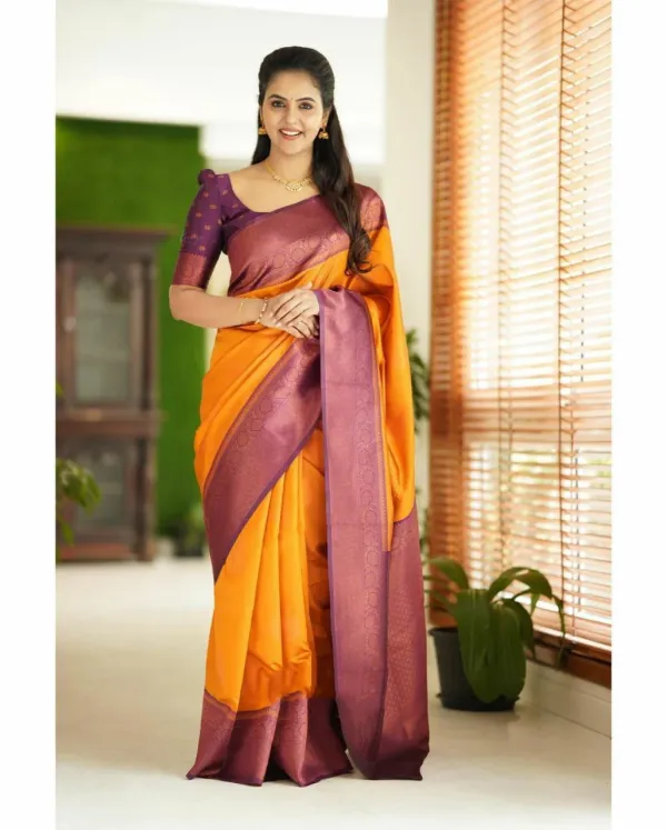 Yellow_Soft_Lichi_Silk_With_Jacquard_Work_Saree_For_Women