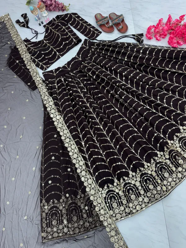 Black_Faux_Georgette_Lehenga_Choli_&_Dupatta_With_Embroidery_For_Women