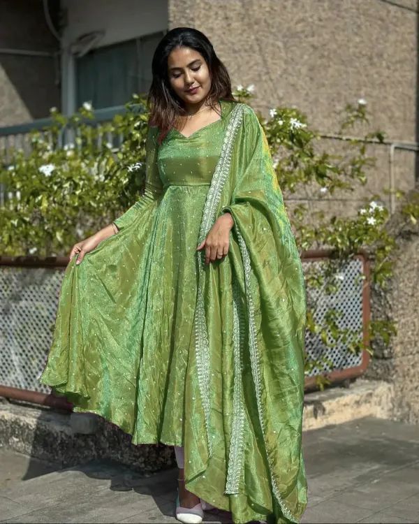 Green_Anarkali_Gown_With_Embroidery_Work_Twil_Gold_Net_Sage_For_Women
