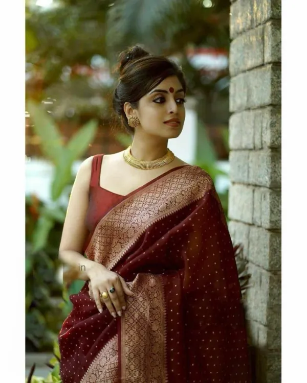 Red_Saree_With_Soft_Lichi_Silk_Fabric_With_Jacquard_Work_With_Red_For_Women