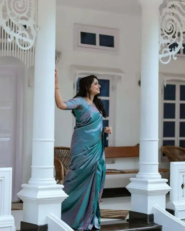 Blue_Saree_With_Soft_Lichi_Silk_Fabric_With_Jacquard_Work_With_For_Women