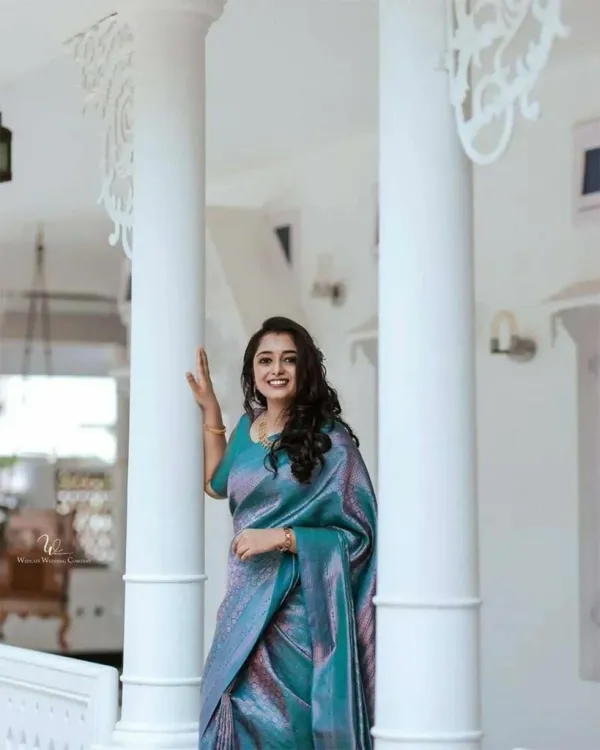 Blue_Saree_With_Soft_Lichi_Silk_Fabric_With_Jacquard_Work_With_For_Women
