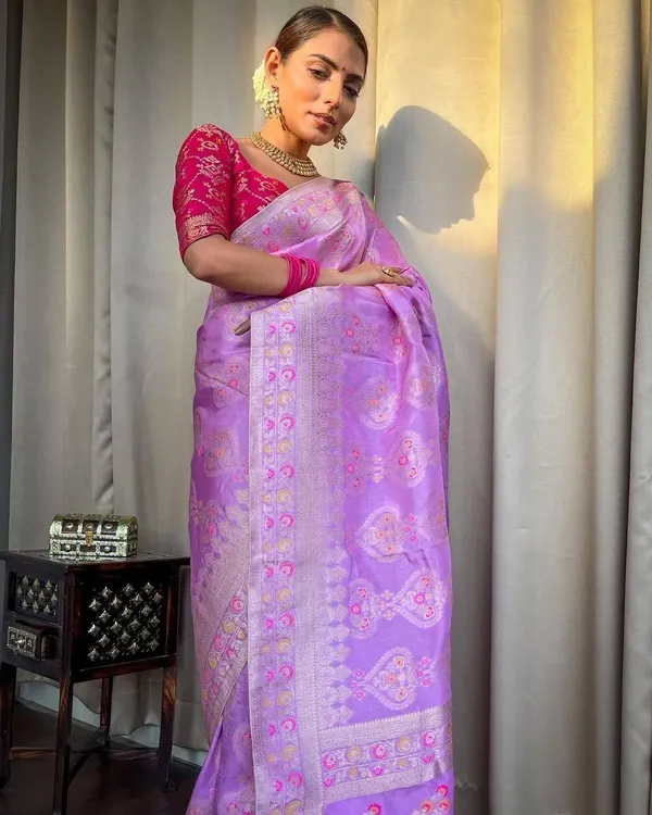 Purple_Saree_With_Soft_Lichi_Silk_Fabric_With_Jacquard_Work_With_For_Women