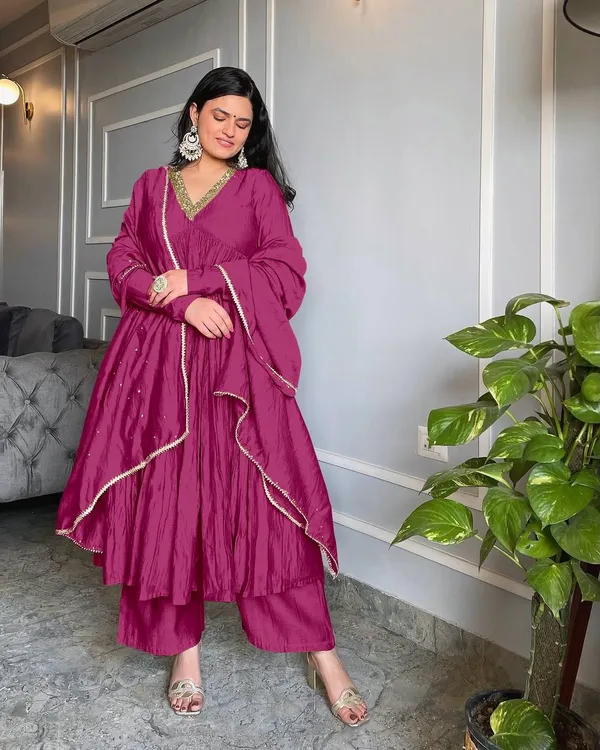 Purple_Pure_Chinon_Silk_Alia_Cut_Anarkali_Gown_Dupatta_&_Bottom_With_Embroidered_Work