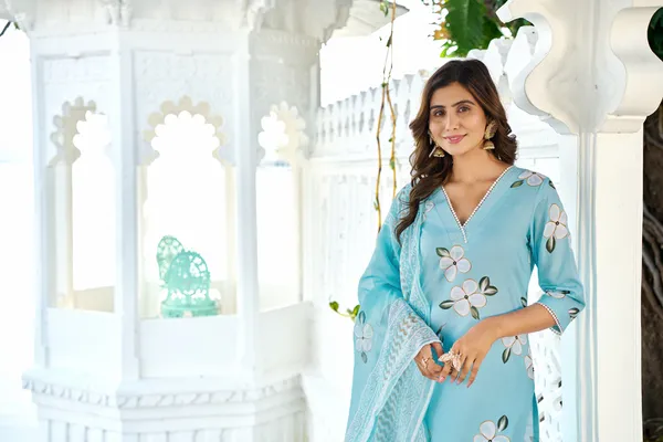 Blue_Cotton_Blend_Straight_Calf_Length_V-Neck_Kurta_Sets_For_Women