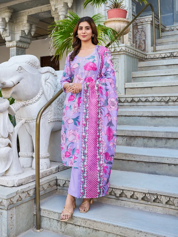 Purple_Cotton_Blend_Straight_Calf_Length_Round_Neck_Kurta_Sets_For_Women