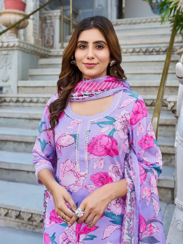 Purple_Cotton_Blend_Straight_Calf_Length_Round_Neck_Kurta_Sets_For_Women