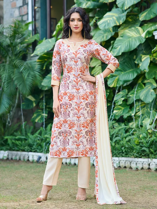 Cream_Silk_Blend_Straight_Calf_Length_Sweetheart_Neck_Kurta_Sets_For_Women