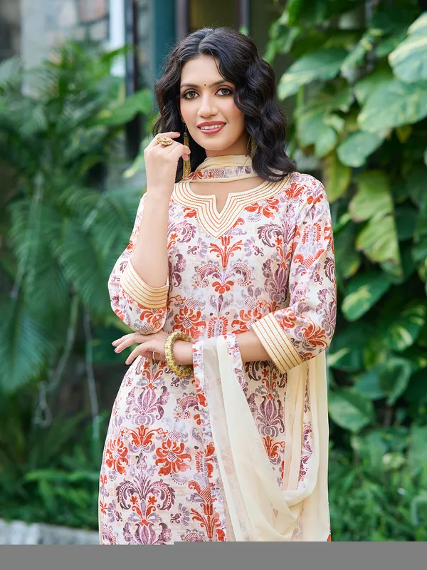 Cream_Silk_Blend_Straight_Calf_Length_Sweetheart_Neck_Kurta_Sets_For_Women