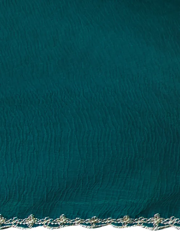 Teal_Silk_Blend_Straight_Calf_Length_Round_Neck_Kurta_Sets_For_Women