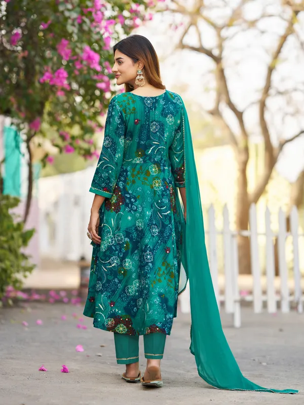 Teal_Viscose_Rayon_Straight_Calf_Length_Round_Neck_Kurta_Sets_For_Women
