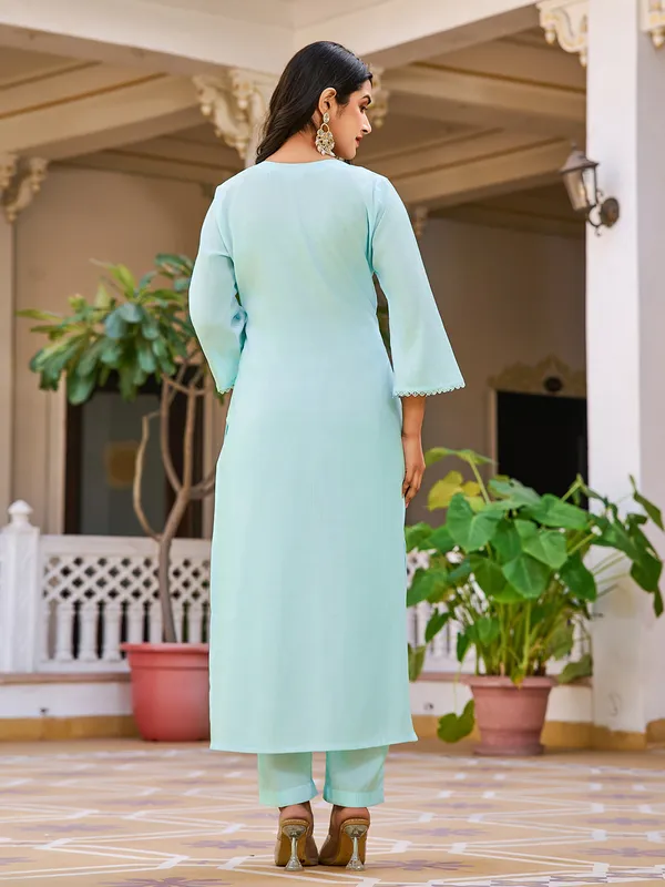 Blue_Cotton_Blend_Straight_Calf_Length_Round_Neck_Kurta_Sets_For_Women