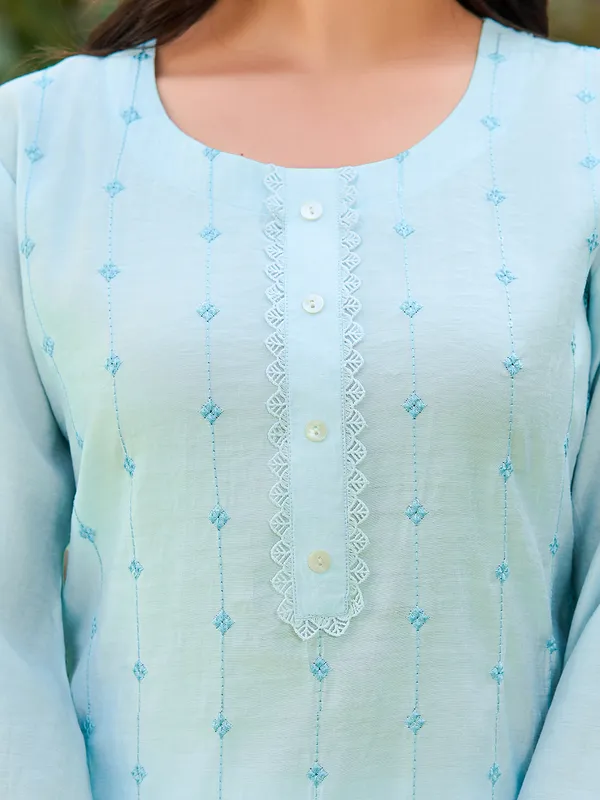 Blue_Cotton_Blend_Straight_Calf_Length_Round_Neck_Kurta_Sets_For_Women