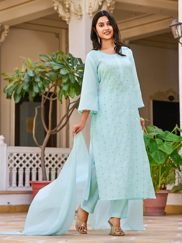 Blue_Cotton_Blend_Straight_Calf_Length_Round_Neck_Kurta_Sets_For_Women