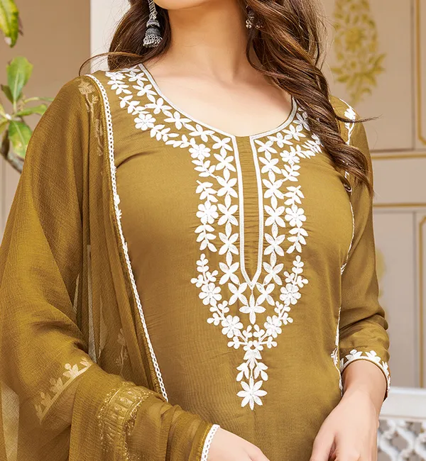 Brown_Cotton_Blend_Straight_Calf_Length_Round_Neck_Kurta_Sets_For_Women
