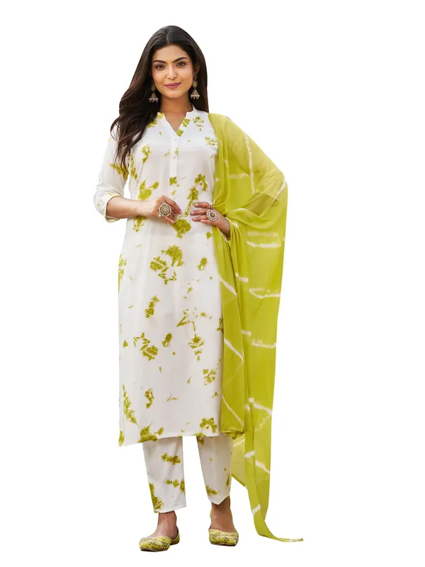 White_Viscose_Rayon_Straight_Calf_Length_V-Neck_Kurta_Sets_For_Women