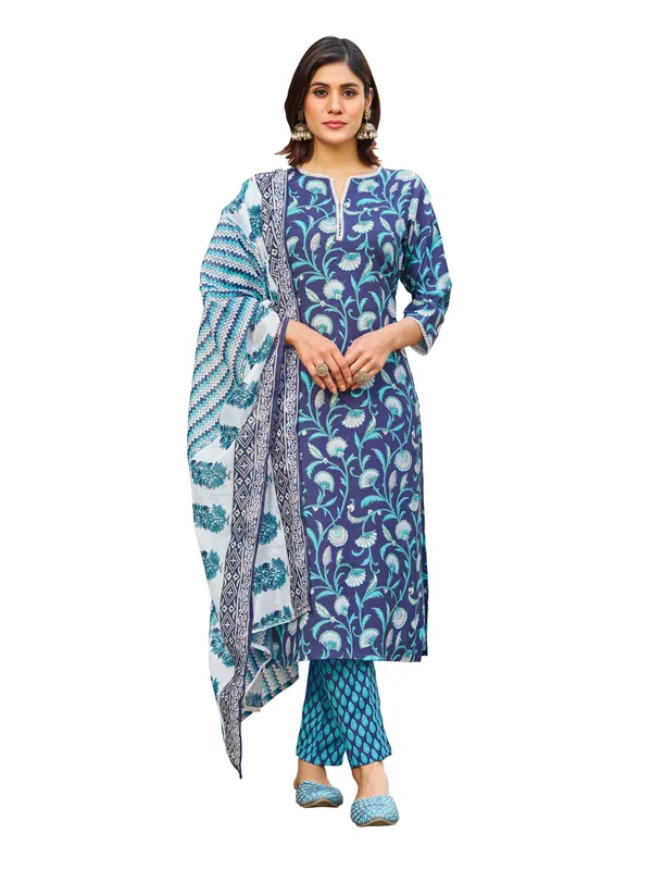 Navy_Blue_Viscose_Rayon_Straight_Calf_Length_Boat_Neck_Kurta_Sets_For_Women