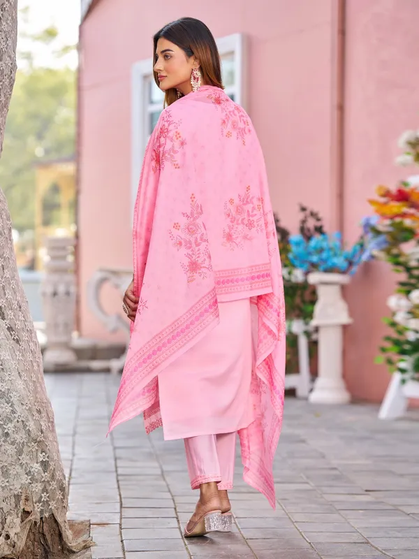 Pink_Pure_Silk_Straight_Calf_Length_Round_Neck_Kurta_Sets_For_Women