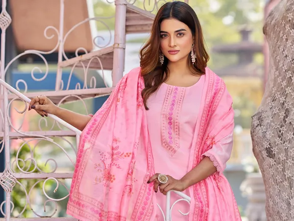 Pink_Pure_Silk_Straight_Calf_Length_Round_Neck_Kurta_Sets_For_Women