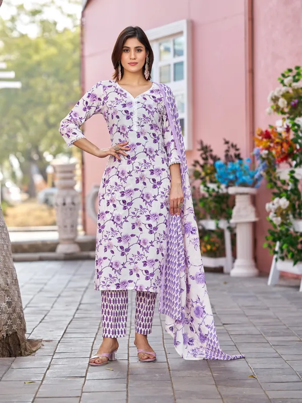 Off_White_Pure_Cotton_Straight_Calf_Length_Round_Neck_Kurta_Sets_For_Women