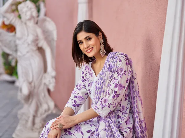 Off_White_Pure_Cotton_Straight_Calf_Length_Round_Neck_Kurta_Sets_For_Women