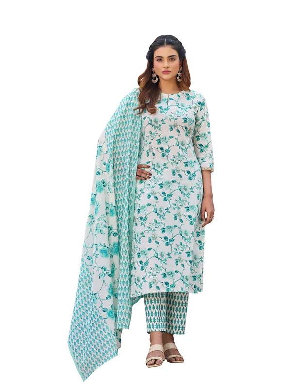 Off_White_Pure_Cotton_Straight_Calf_Length_Keyhole_Neck_Kurta_Sets_For_Women