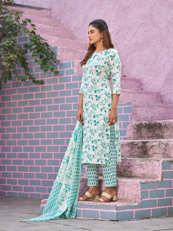 Off_White_Pure_Cotton_Straight_Calf_Length_Keyhole_Neck_Kurta_Sets_For_Women