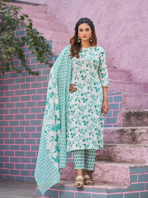Off_White_Pure_Cotton_Straight_Calf_Length_Keyhole_Neck_Kurta_Sets_For_Women