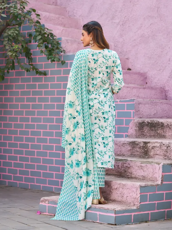 Off_White_Pure_Cotton_Straight_Calf_Length_Keyhole_Neck_Kurta_Sets_For_Women