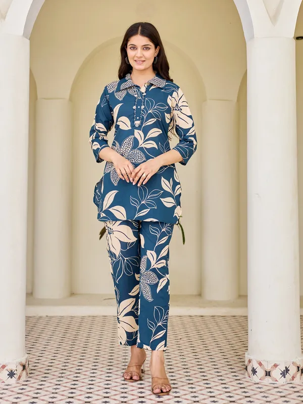 NAVY_BLUE_Pure_Cotton_Pure_Cotton_Printed_31_Top_:_1_Pant_Co-Ord_Sets_For_Women