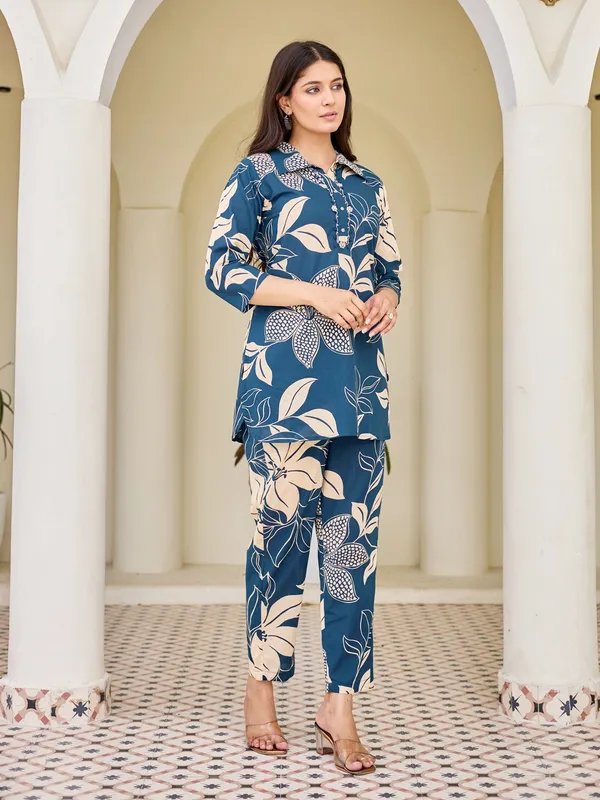 NAVY_BLUE_Pure_Cotton_Pure_Cotton_Printed_31_Top_:_1_Pant_Co-Ord_Sets_For_Women