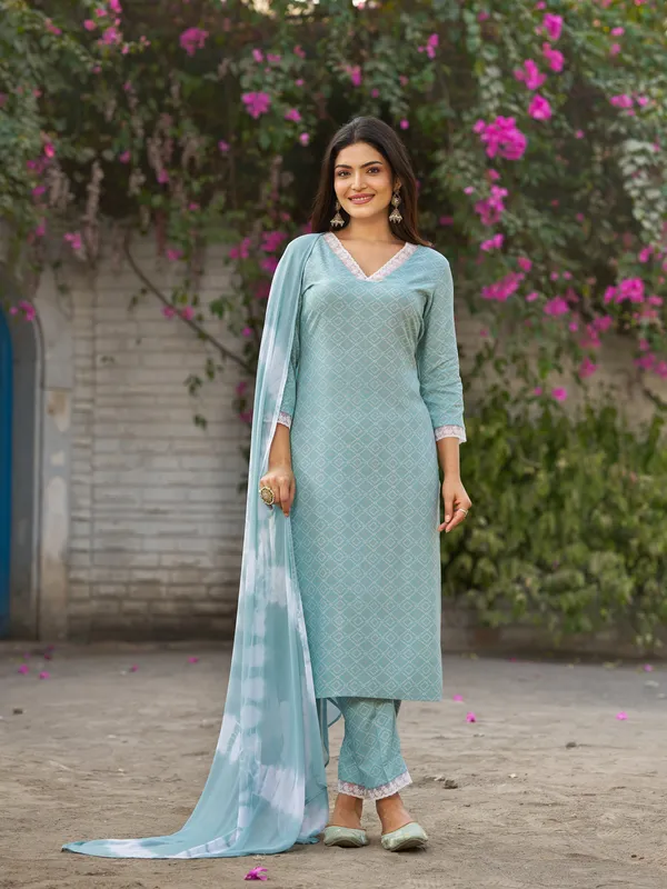 Blue_Viscose_Rayon_Straight_Calf_Length_V-Neck_Kurta_Sets_For_Women
