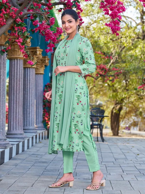 Sea_Green_Viscose_Rayon_Straight_Calf_Length_Keyhole_Neck_Kurta_Sets_For_Women