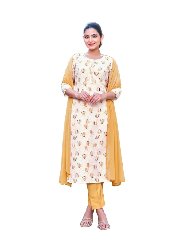 Off_White_Viscose_Rayon_Straight_Calf_Length_Round_Neck_Kurta_Sets_For_Women