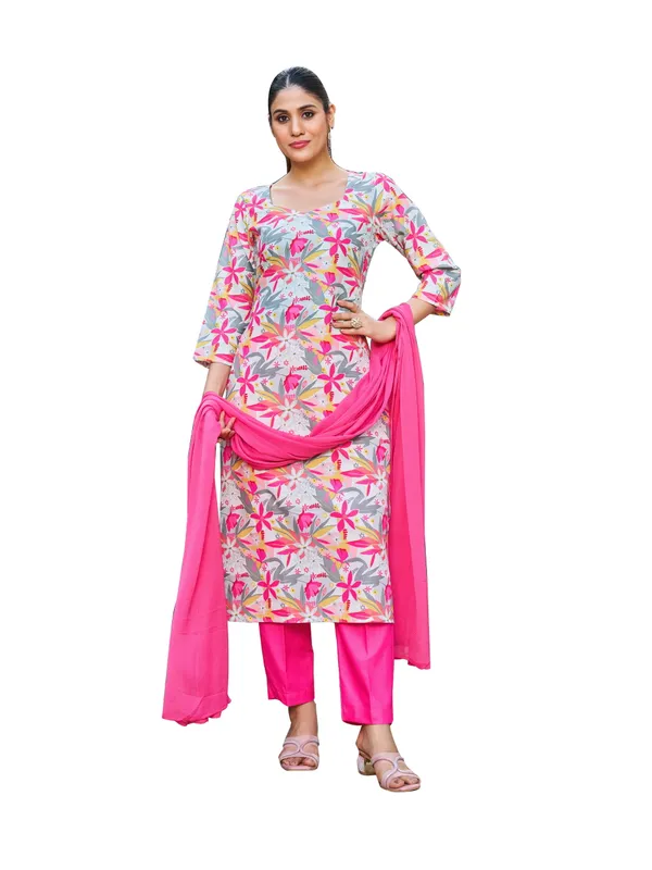 Grey_Viscose_Rayon_Straight_Calf_Length_U-Neck_Kurta_Sets_For_Women