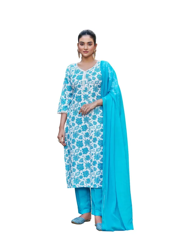 White_Viscose_Rayon_Straight_Calf_Length_V-Neck_Kurta_Sets_For_Women