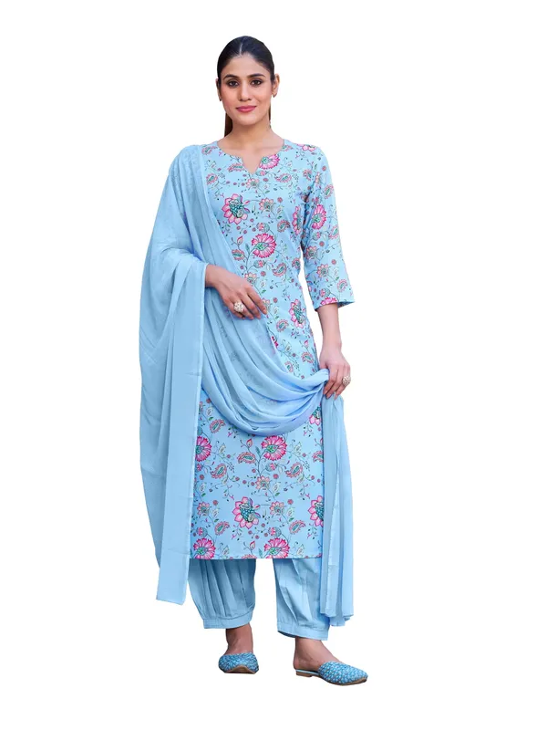 Blue_Viscose_Rayon_Straight_Calf_Length_Boat_Neck_Kurta_Sets_For_Women