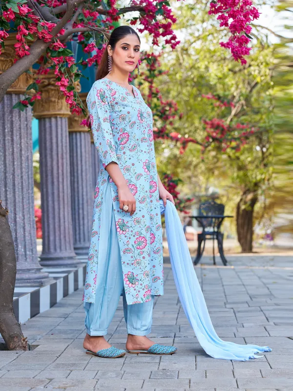 Blue_Viscose_Rayon_Straight_Calf_Length_Boat_Neck_Kurta_Sets_For_Women